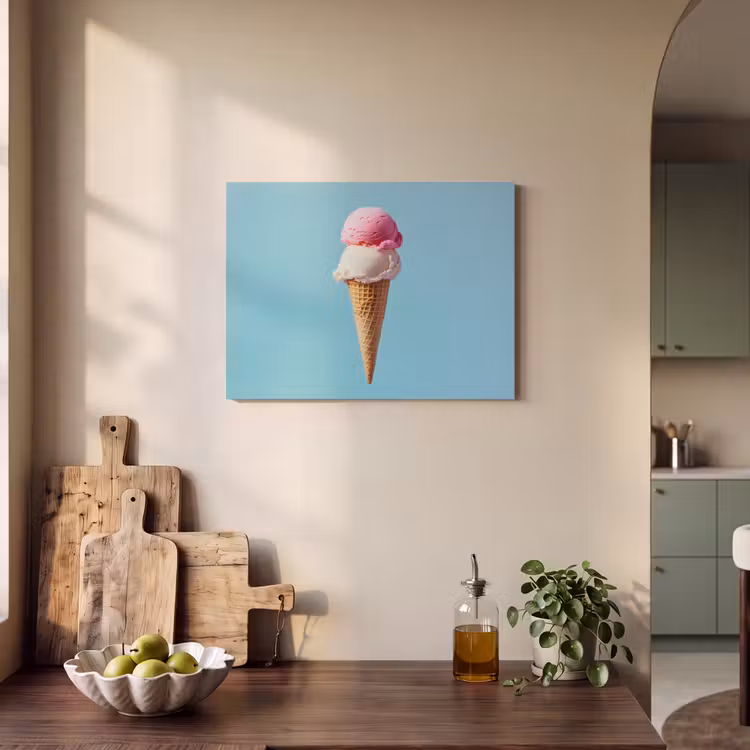 Bolletjes - Schepijs - Hoorntje - Blauw PET vilt klein -sfeer2