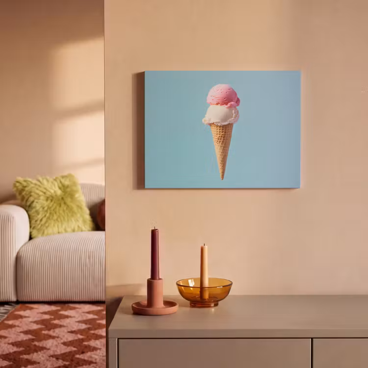 Bolletjes - Schepijs - Hoorntje - Blauw PET vilt klein -sfeer1