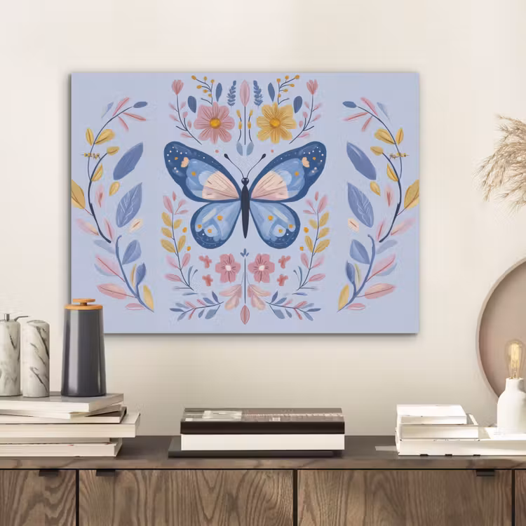 Vlinder - Lichtblauw - Sierlijk - Bloemen PET vilt klein -sfeer1