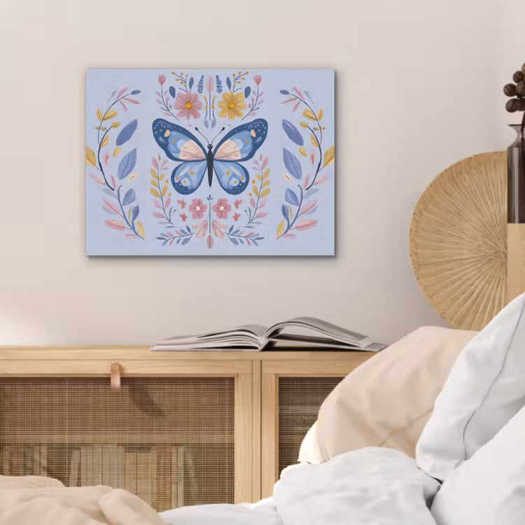 Vlinder - Lichtblauw - Sierlijk - Bloemen PET vilt klein -sfeer3