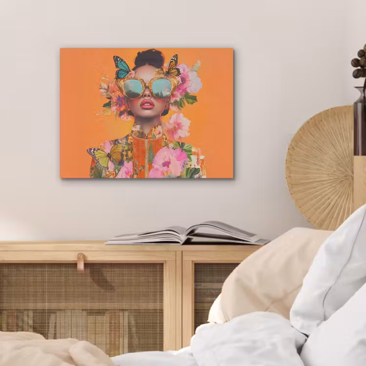 Vlinders - Vrouw - Zonnebril - Kleurrijk PET vilt klein -sfeer3