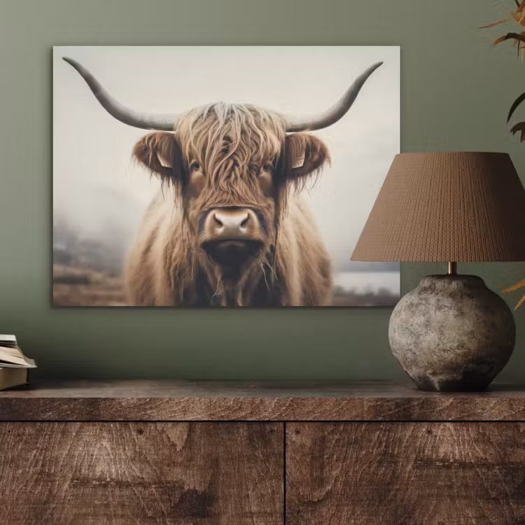 Schotse hooglander - Hoorns - Landschap PET vilt klein -sfeer2