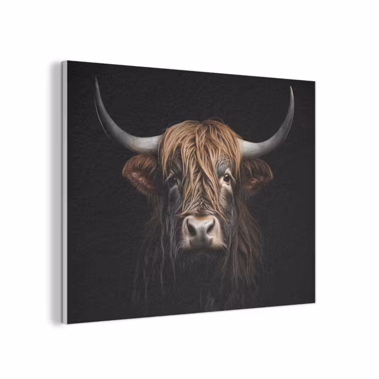 Schotse hooglander - Portret - Zwart - Dier PET vilt klein -3d