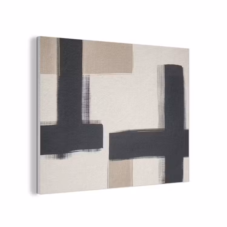 Zwart - Abstract - Japandi PET vilt klein -3d