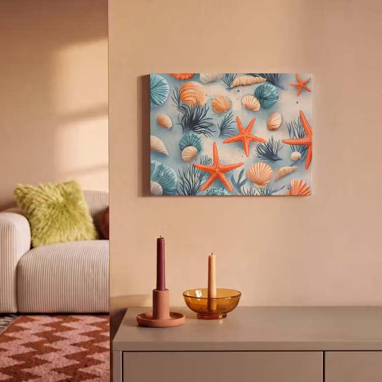 Zeesterren - Schelpen - Illustratie - Zand PET vilt klein -sfeer1
