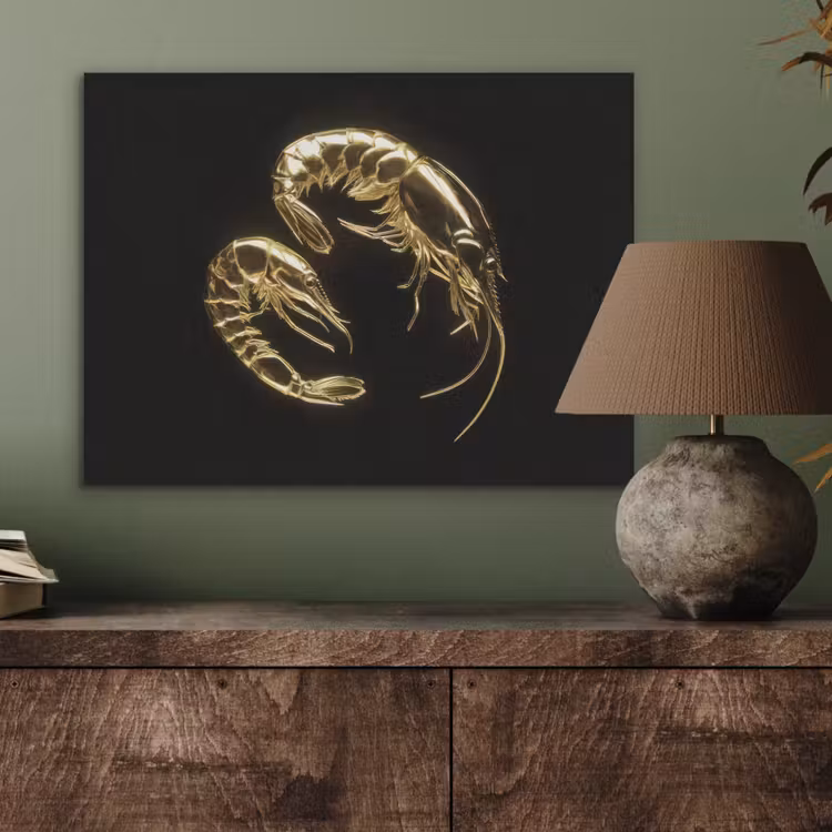 Garnalen - Zwart - Goud - Dieren PET vilt klein -sfeer2
