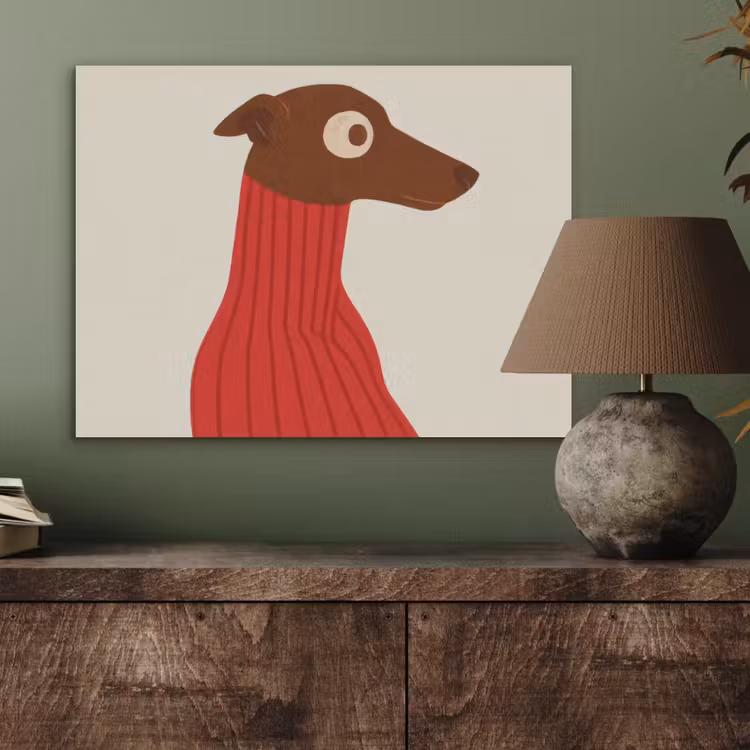 Silhouet - Hond - Trui - Rood PET vilt klein -sfeer2