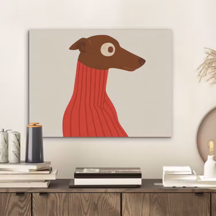Silhouet - Hond - Trui - Rood PET vilt klein -sfeer1