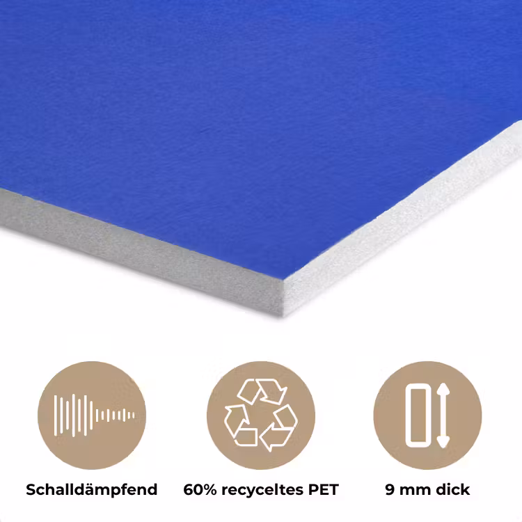 Zon - Gezicht - Penseelstructuur - Blauw PET vilt klein -closeup_DE