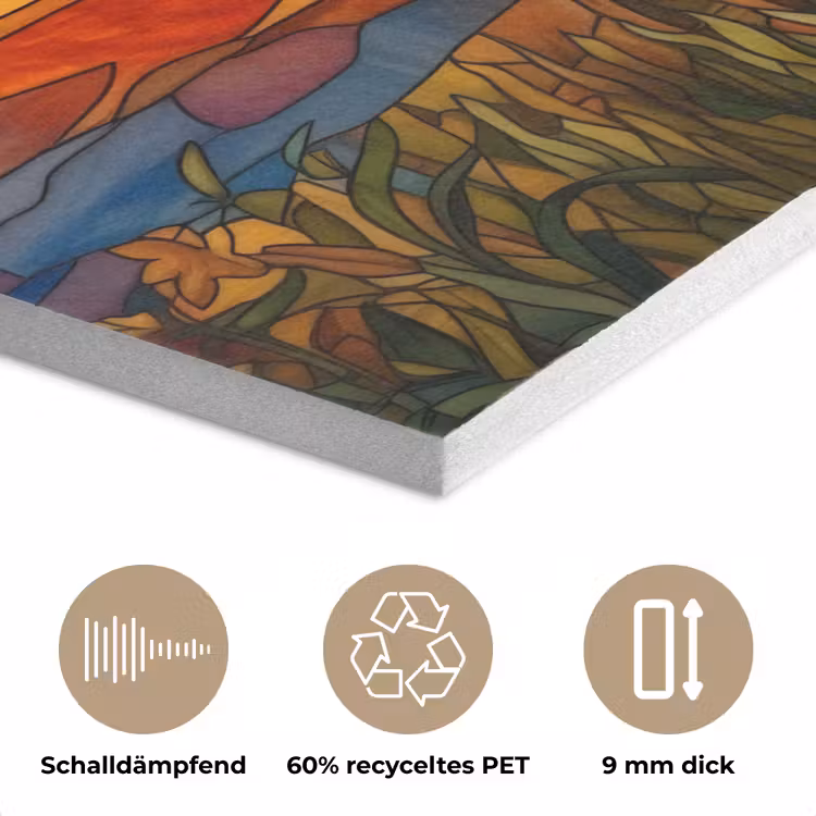 Zonnebloem - Mozaïek - Zonsondergang - Geel PET vilt klein -closeup_DE