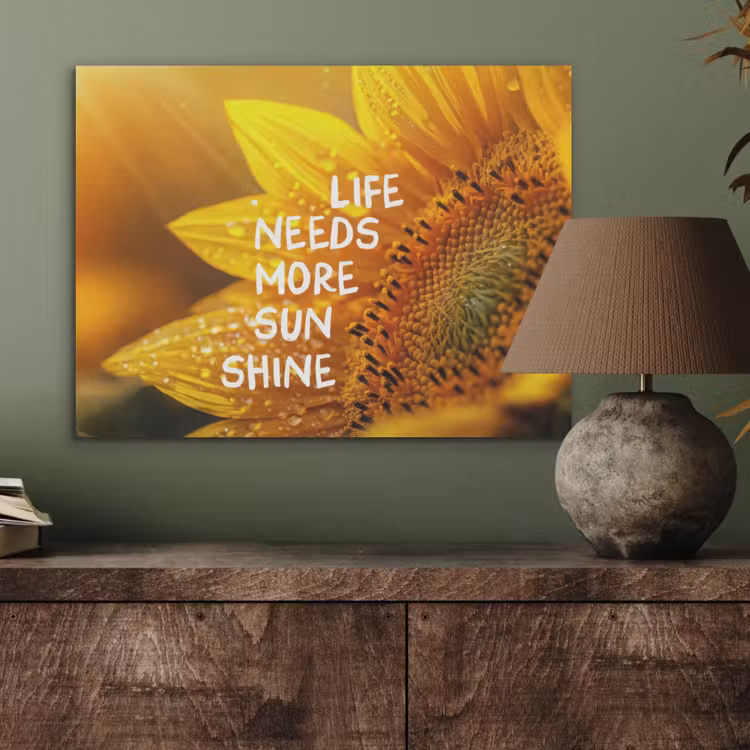 Zonnebloem - Close up - Geel - Quote PET vilt klein -sfeer2