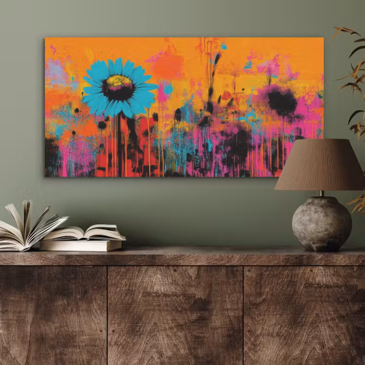 Zonnebloemen - Abstract - Oranje PET vilt middel -sfeer2
