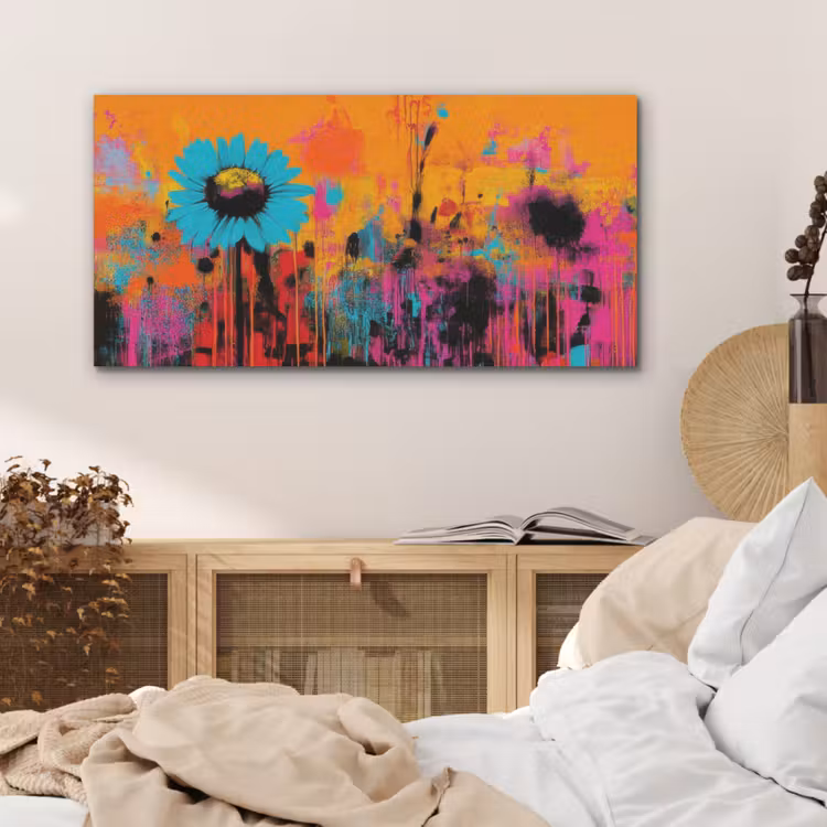 Zonnebloemen - Abstract - Oranje PET vilt middel -sfeer3