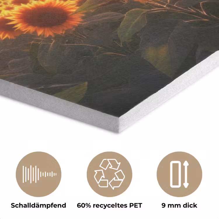 Zonnebloemen - Zonsondergang - Landschap PET vilt klein -closeup_DE