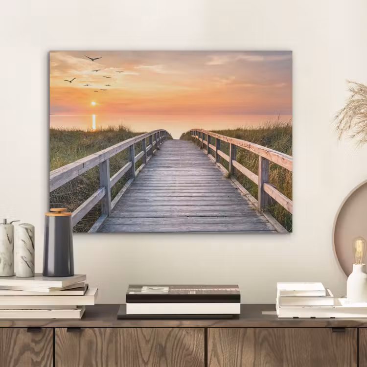 Zonsonderang - Zee - Pad - Gras - Duin - Vogels PET vilt klein -sfeer1