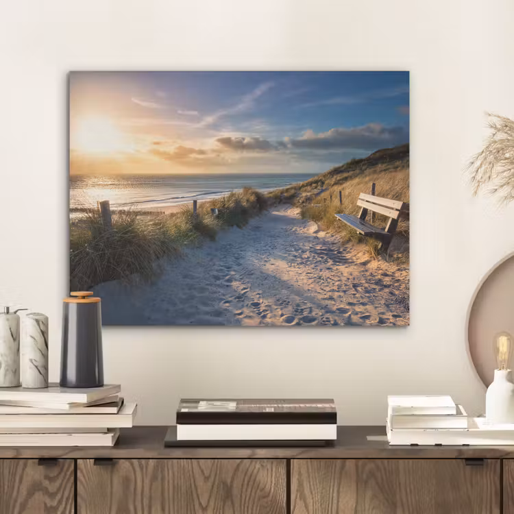Zonsondergang - Strand - Duin - Gras - Bank PET vilt klein -sfeer1