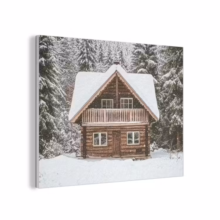 Huis - Bos - Winter - Natuur - Sneeuw PET vilt klein -3d