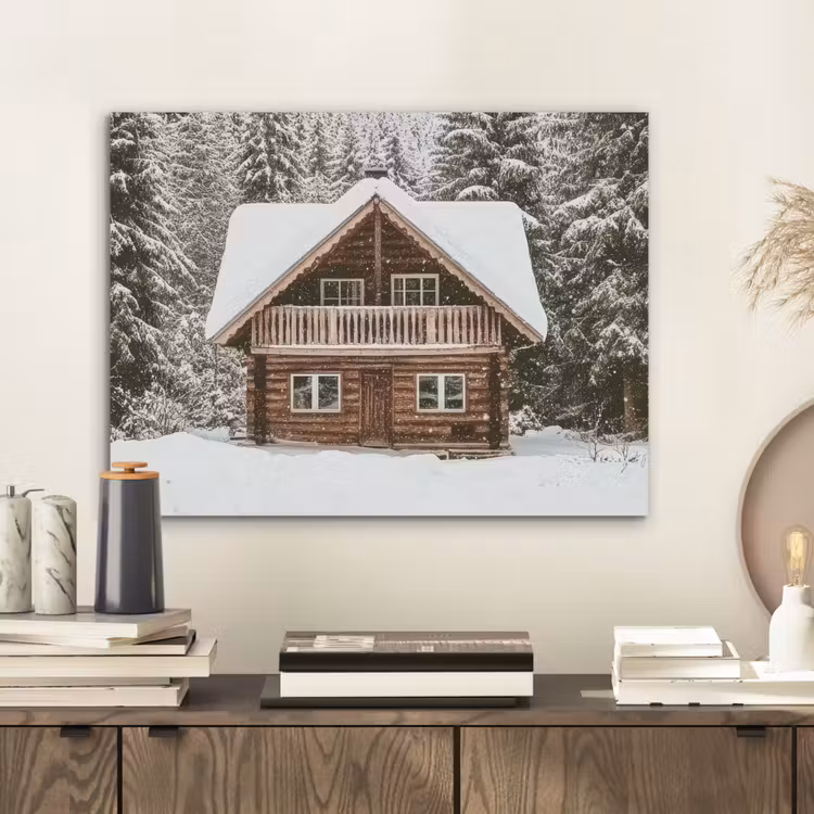 Huis - Bos - Winter - Natuur - Sneeuw PET vilt klein -sfeer1