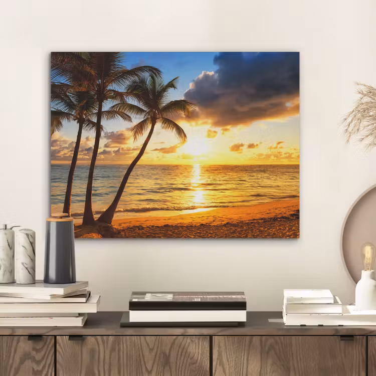 Strand - Horizon - Zonsondergang - Palmboom - Zee PET vilt klein -sfeer1