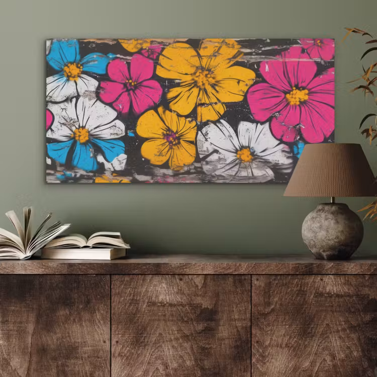Street Art - Bloemen - Mix PET vilt middel -sfeer2