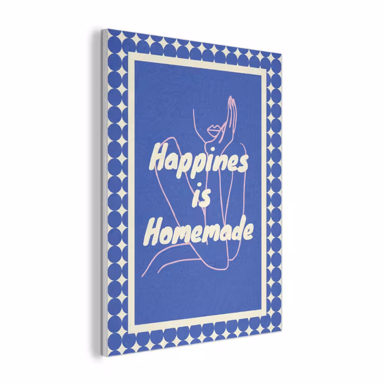 Lijntekening - Vrouw - Quote - Blauw PET vilt klein -3d