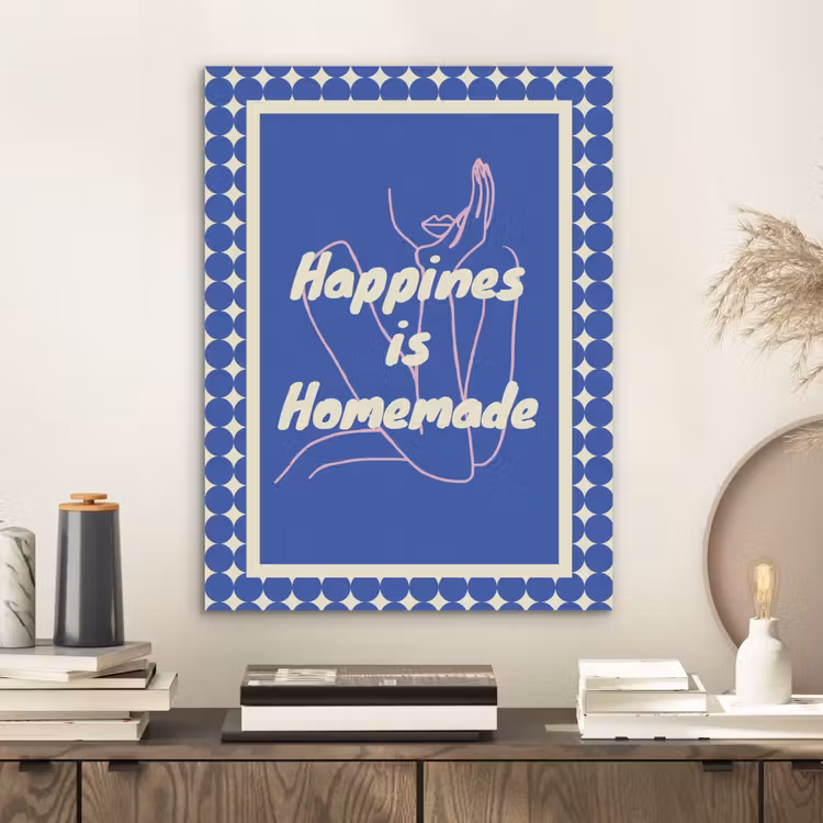 Lijntekening - Vrouw - Quote - Blauw PET vilt klein -sfeer1