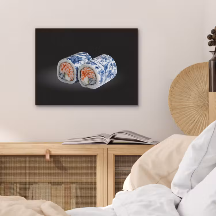 Sushi - Delfts blauw - Rijst - Vis - Elegant PET vilt klein -sfeer3