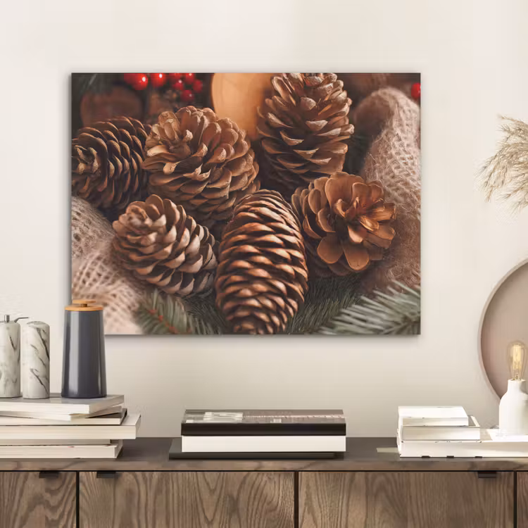 Dennenappels - Boom - Winter - Natuur - Bruin PET vilt klein -sfeer1