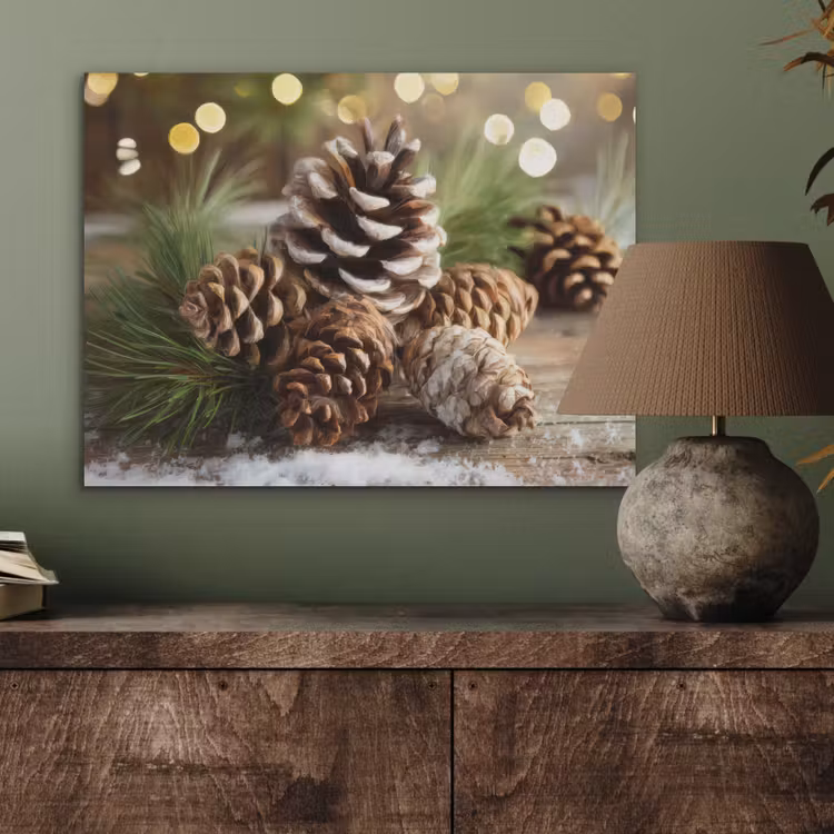 Dennenappels - Kerstsfeer - Bruin - Groen PET vilt klein -sfeer2