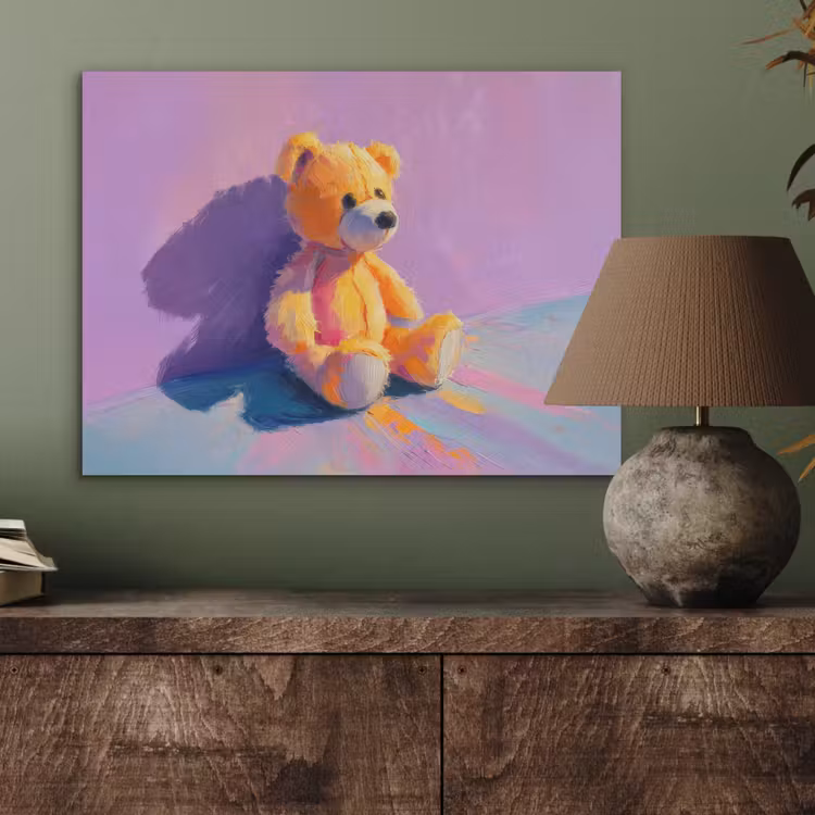 Teddybeer - Schaduw - Penseelstreken - Paars PET vilt klein -sfeer2