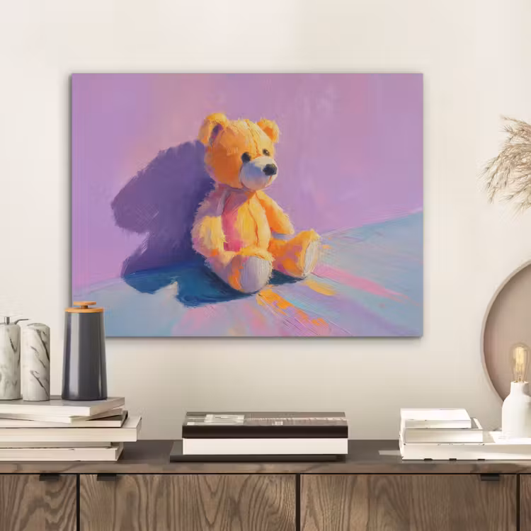 Teddybeer - Schaduw - Penseelstreken - Paars PET vilt klein -sfeer1
