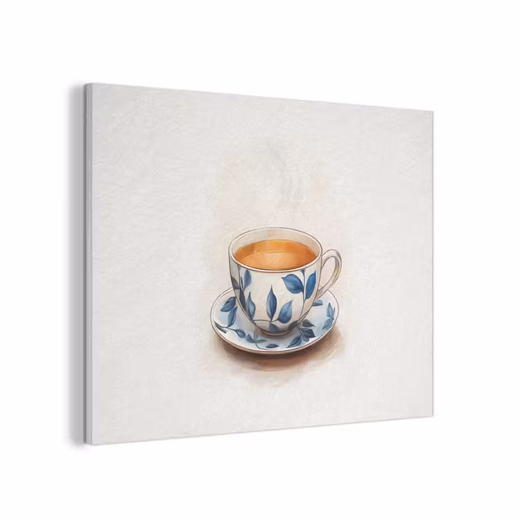Theekop - Bladeren - Blauw PET vilt klein -3d