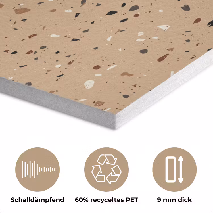 Terrazzo - Patroon - Beige PET vilt klein 837 -closeup_DE