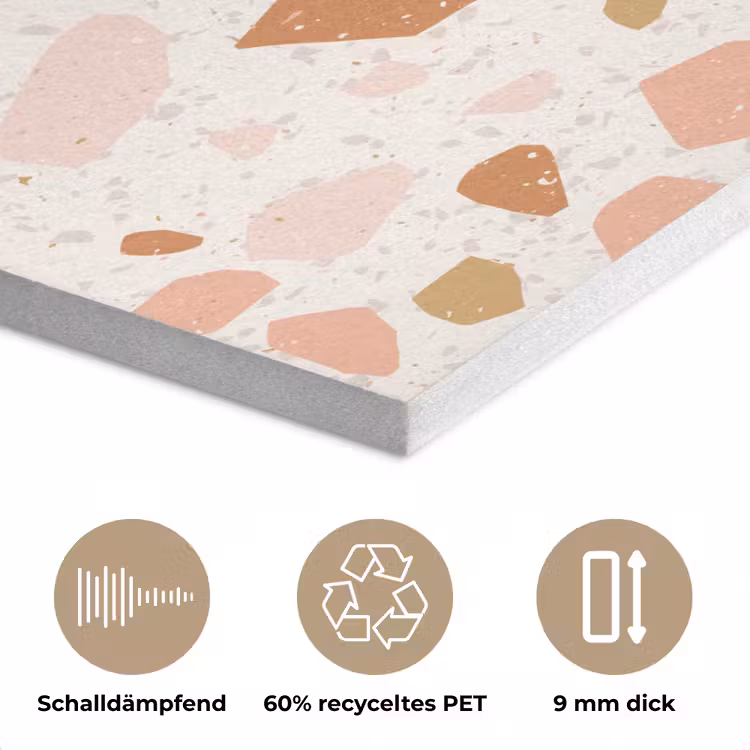 Terrazzo - Patroon - Kleurrijk - Zalm PET vilt klein 837 -closeup_DE