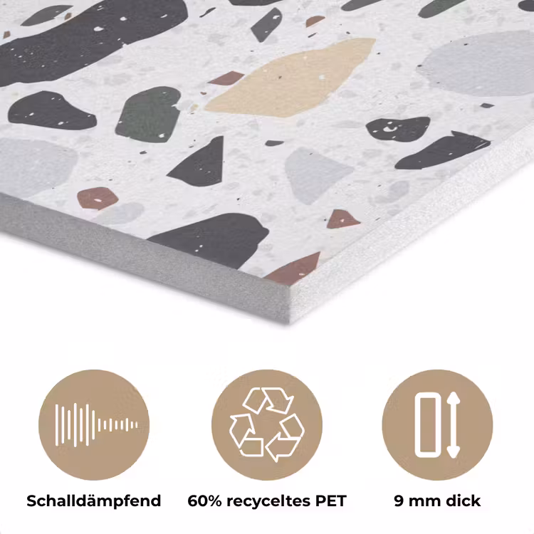 Terrazzo - Patroon - Kleurrijk - Klei PET vilt klein 837 -closeup_DE