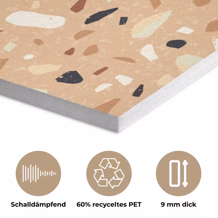 Terrazzo - Patroon - Kleurrijk - Oranje PET vilt klein 837 -closeup_DE