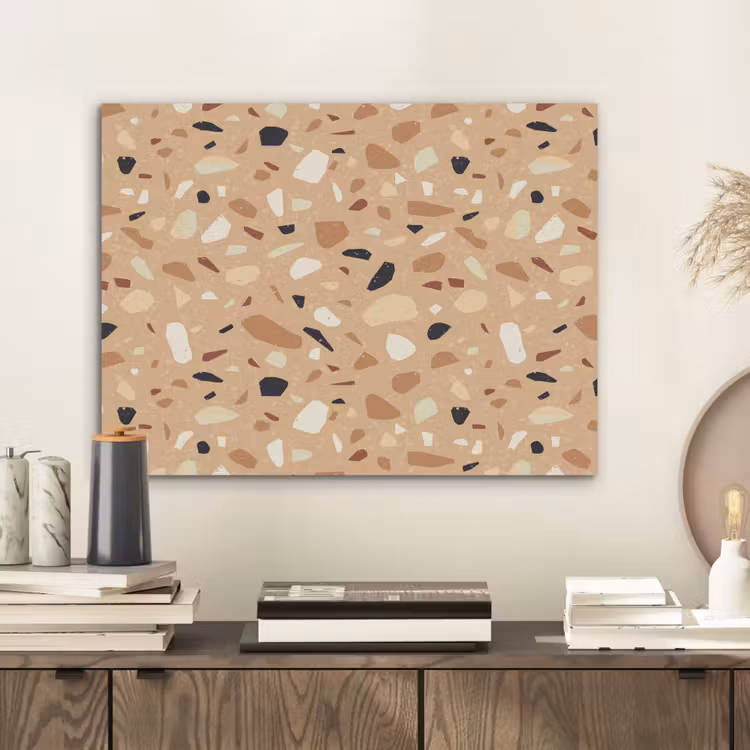 Terrazzo - Patroon - Kleurrijk - Oranje PET vilt klein 837 -sfeer1