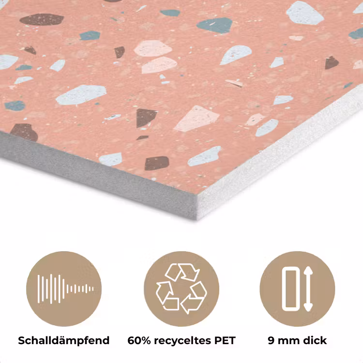Terrazzo -  Patroon - Kleurrijk - Roze - Blauw PET vilt klein 837 -closeup_DE