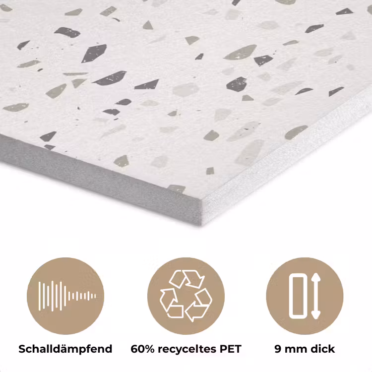 Terrazzo - Patroon - Créme PET vilt klein 837 -closeup_DE