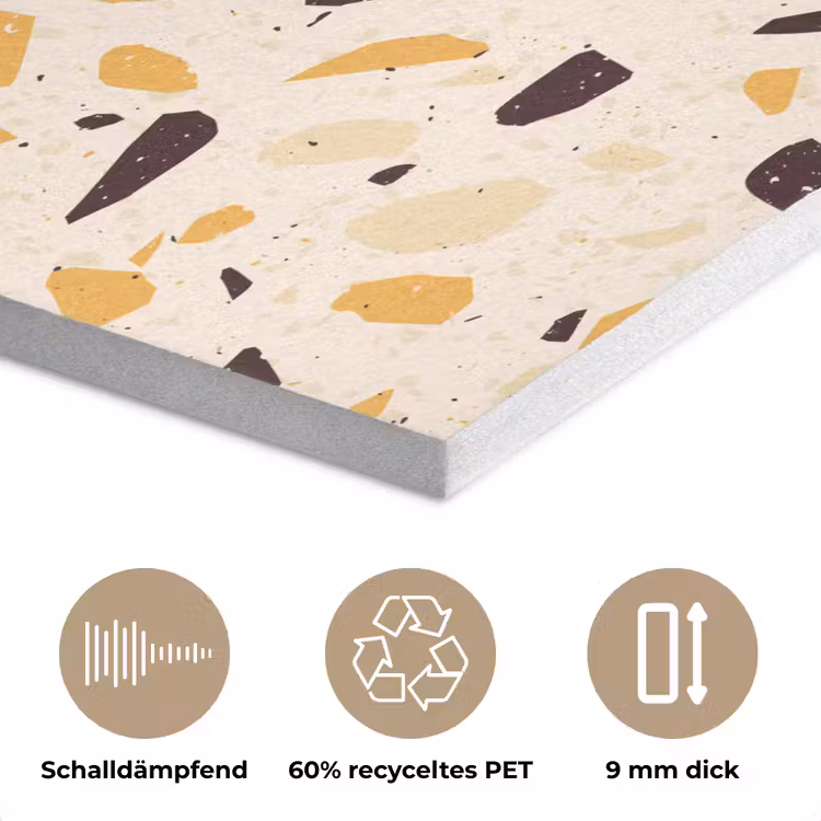 Terrazzo - Patroon - Geel - PET vilt klein 837 -closeup_DE