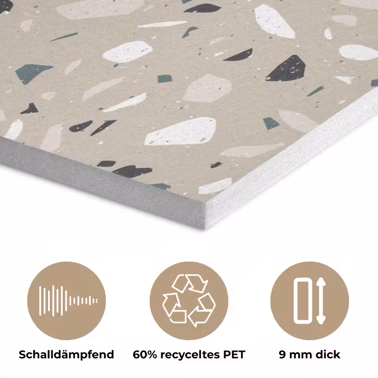 Terrazzo - Patroon - Groen PET vilt klein 837 -closeup_DE