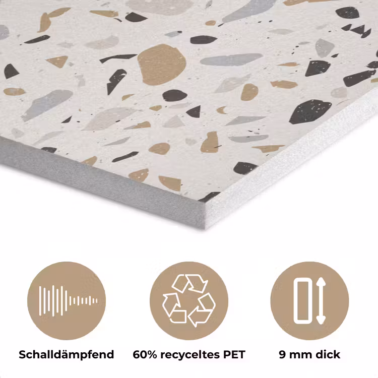 Terrazzo - Patroon - Staal PET vilt klein 837 -closeup_DE