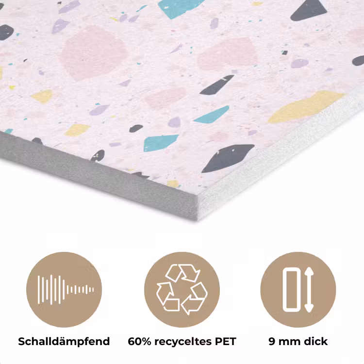 Terrazzo - Patroon - Zacht - Snoep PET vilt klein 837 -closeup_DE