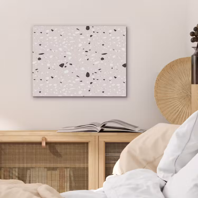 Terrazzo - Patroon - Zacht - Zwart - Wit PET vilt klein 837 -sfeer3
