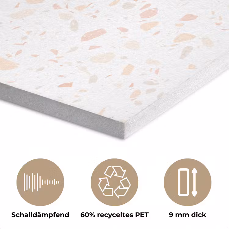 Terrazzo - Patroon - Wit - Perzik PET vilt klein 837 -closeup_DE