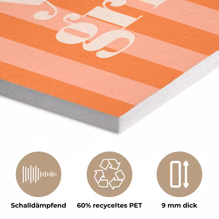 Tekst - Gestreept - Oranje - Zomer PET vilt klein -closeup_DE