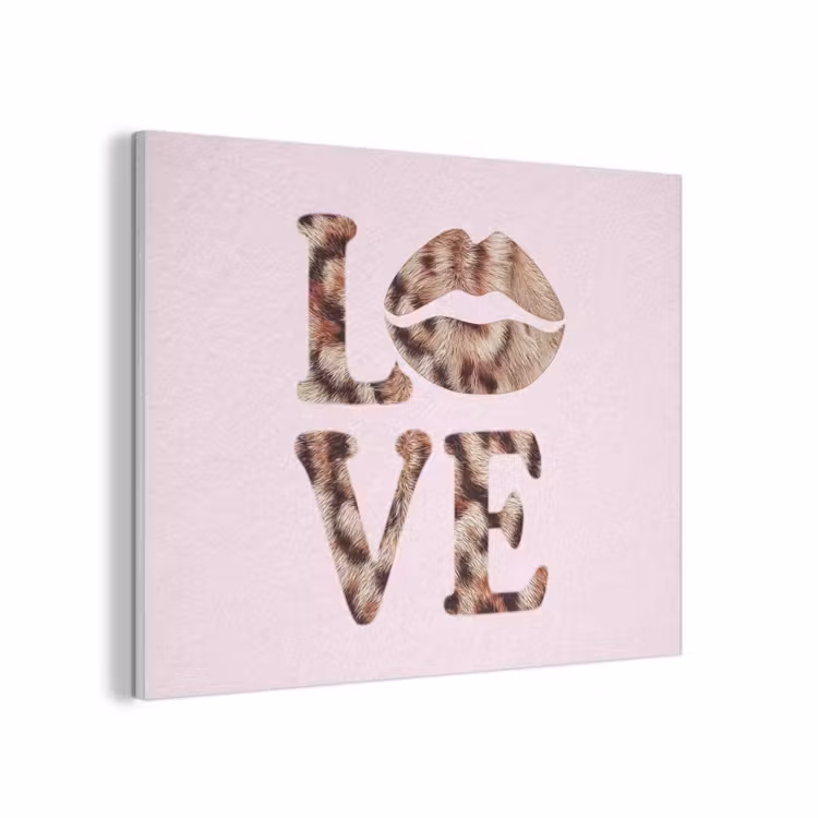 Tekst - Love - Pantervacht - Lichtroze PET vilt klein -3d