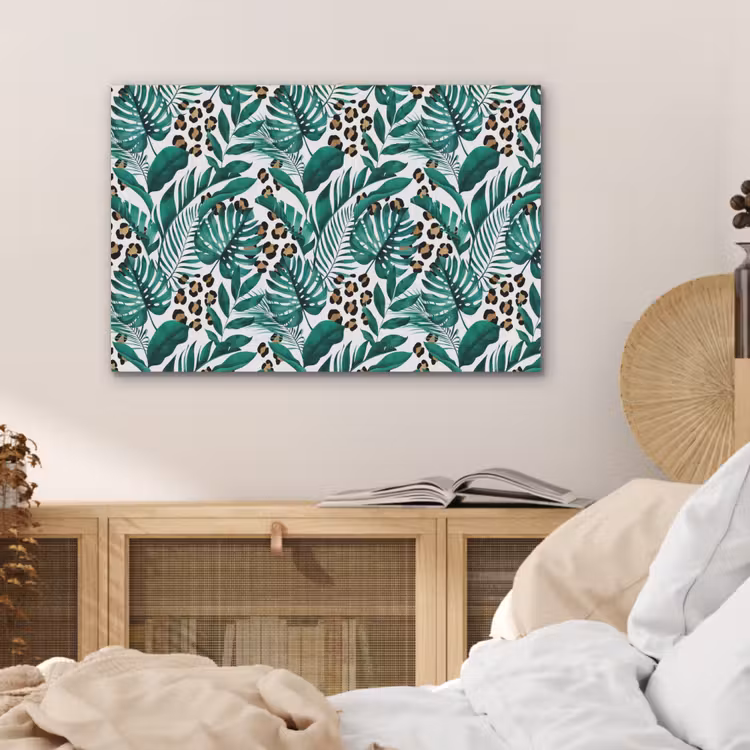 Dierenprint - Panter - Bladeren - Tropisch - Jungle PET vilt middel -sfeer3