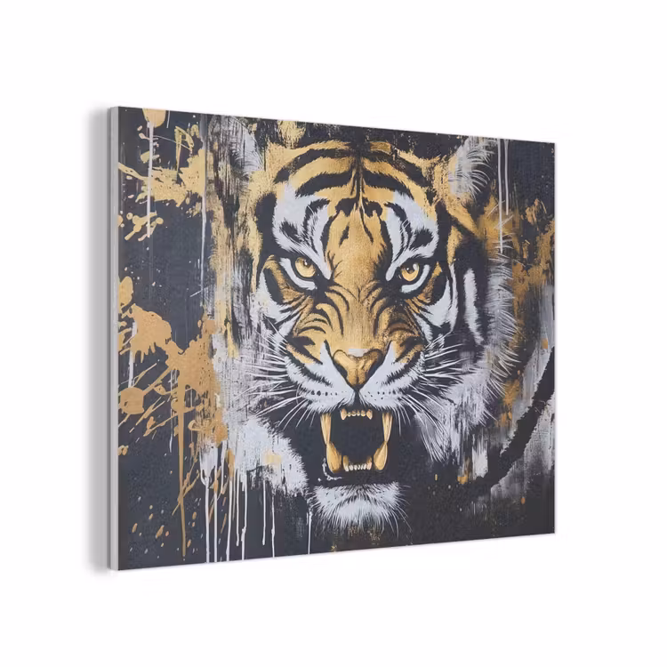 Tijger - Verfspatten - Goud PET vilt klein -3d