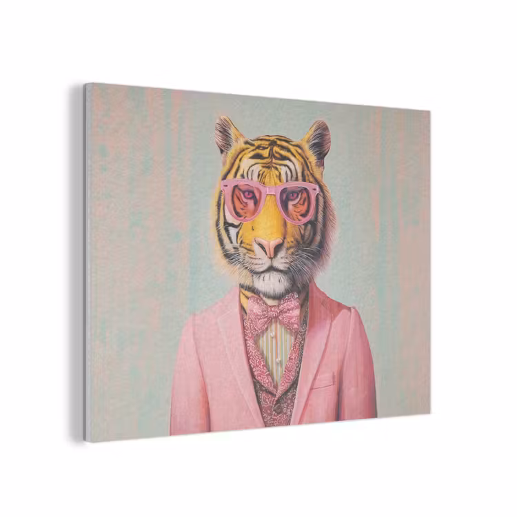 Tijger - Strik - Jasje - Roze PET vilt klein -3d